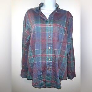 Men's Vintage Multicolor Plaid Shirt Button-Down Shirt Sz M